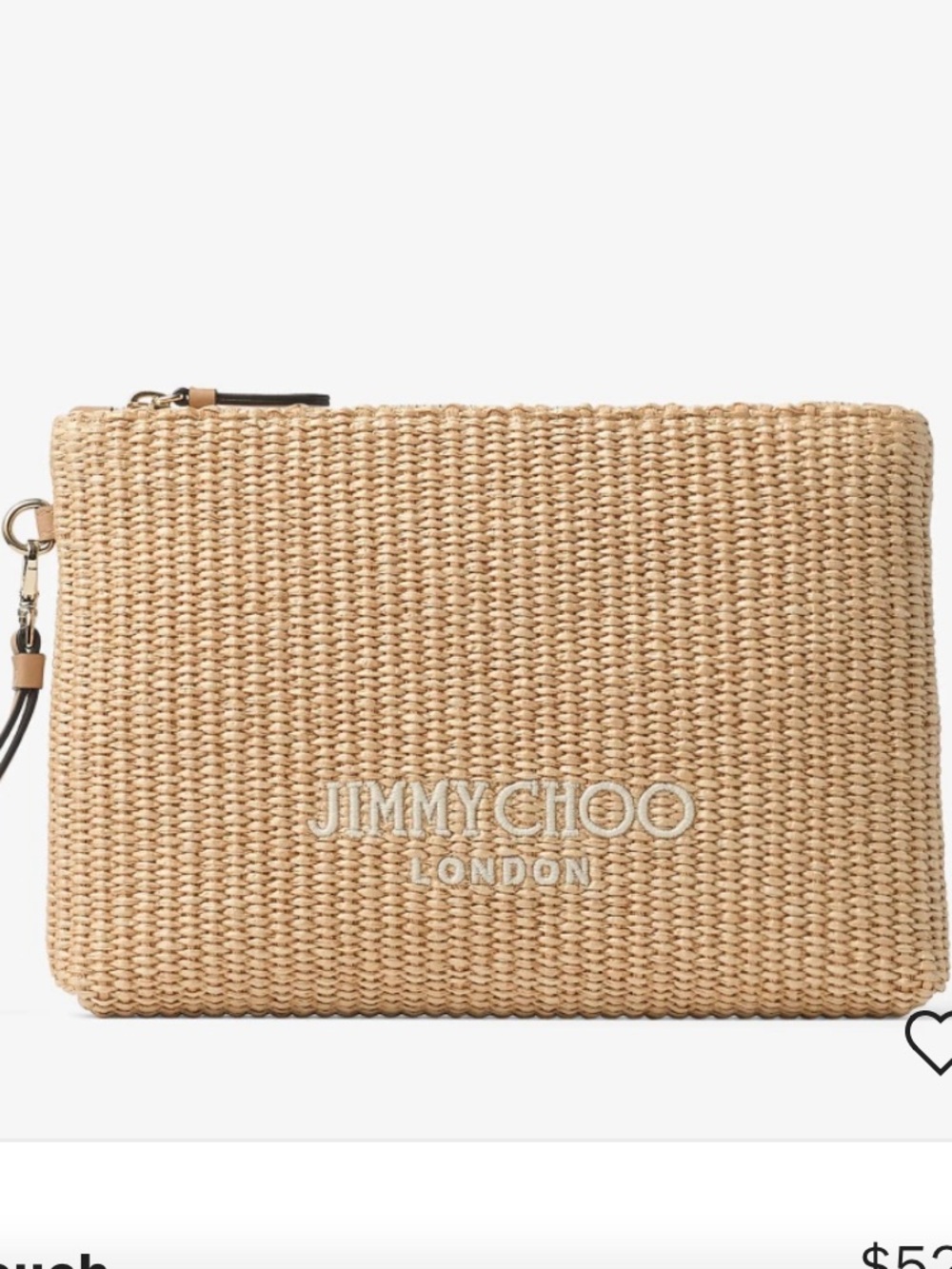 Jimmy Choo Raffia Zipped Flat Pouch - Picture 2 of 6